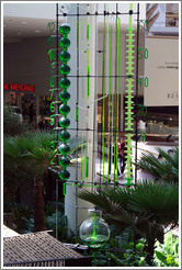 Display with green liquid and numbers.  Shopping Center Iguatemi.