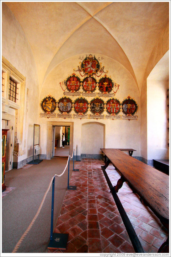 Room containing land rolls, Old Royal Palace, Prague Castle.