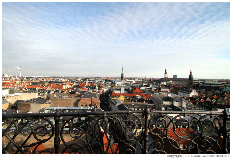 View to the southeast from Rundetaarn (The Round Tower). Kunsthallen Nikolaj is in the center.