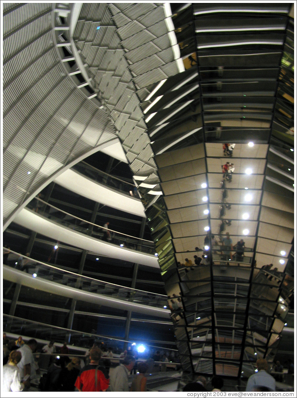 Inside the Reichstag dome.