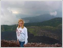 Eve near the top of Volcan Pacaya.