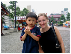 Senso-ji Temple.  Eve and boy who practiced his English.