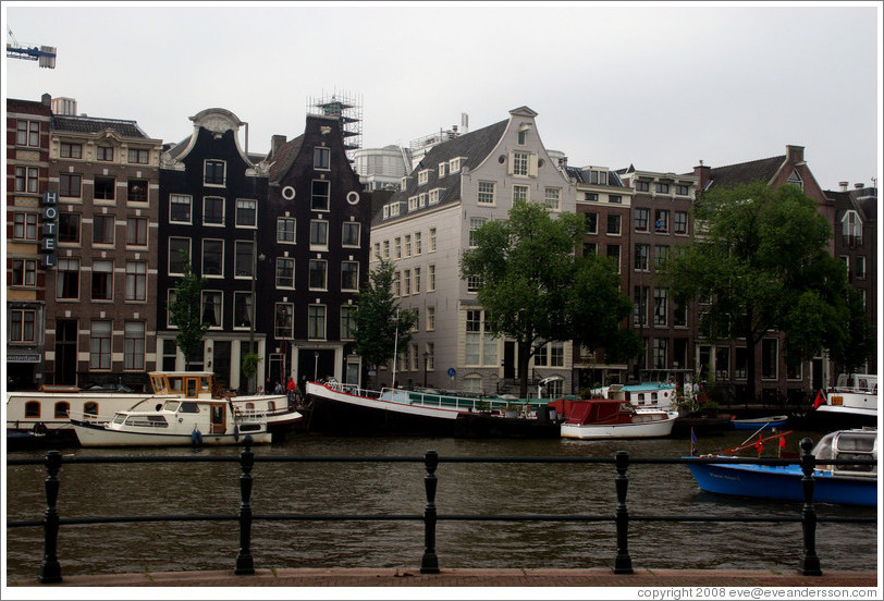 Houseboats on Amstel canal, Centrum district.