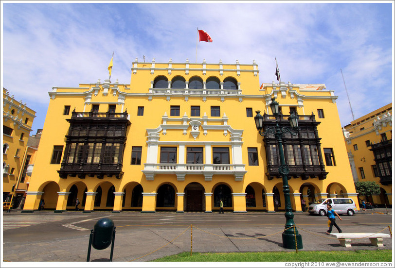 Yellow building, Plaza de Armas, Historic Center of Lima.