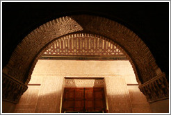 Arch leading to the Mexuar, Nasrid Palace, Alhambra at night.