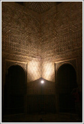 Corner of Comares Hall, Nasrid Palace, Alhambra at night.
