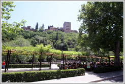Paseo de los Tristes (Promenade of the Sad), with the Alhambra in the background.  City center.