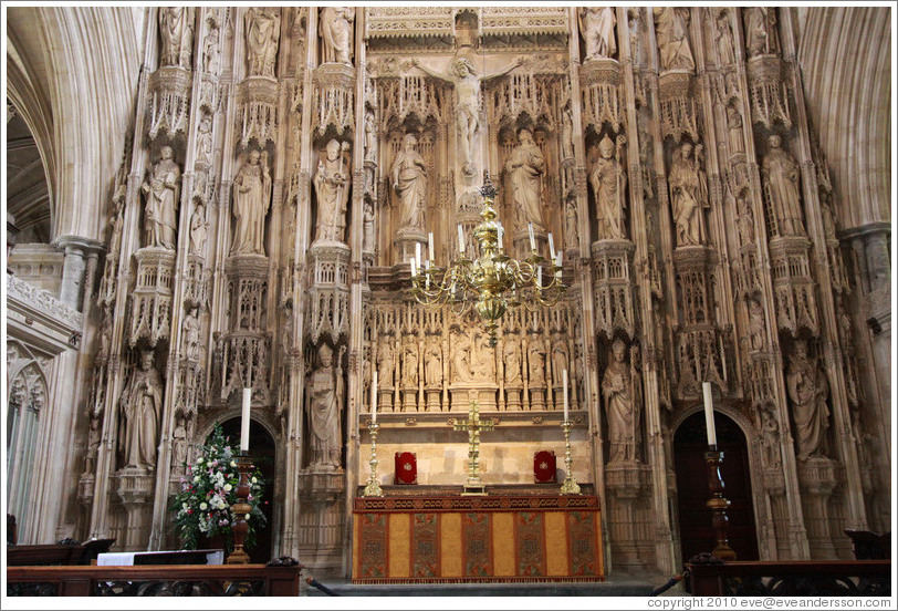 High Altar, with 19th century statues, Winchester Cathedral.