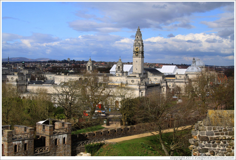 View of the Crown Court from the Cardiff Castle.