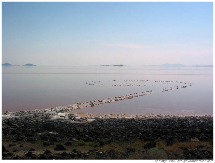 Spiral Jetty, June 2003 (just starting to emerge from the Great Salt Lake, due to the drought).