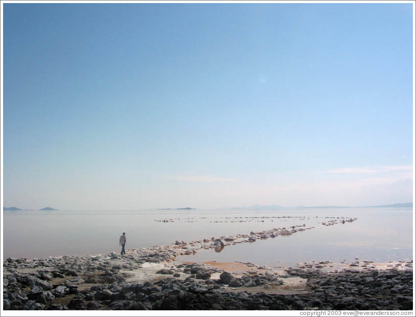 Spiral Jetty, June 2003 (just starting to emerge from the Great Salt Lake, due to the drought).